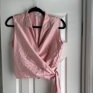 Vintage Connie Robertson Pink Gingham Wrap Top